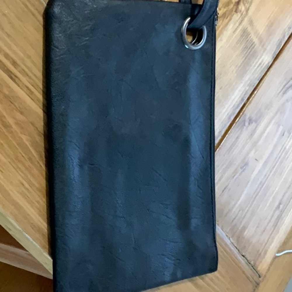Oversized Large Black Clutch Wristlet Bag Casual NEW Vegan Leather Grommets